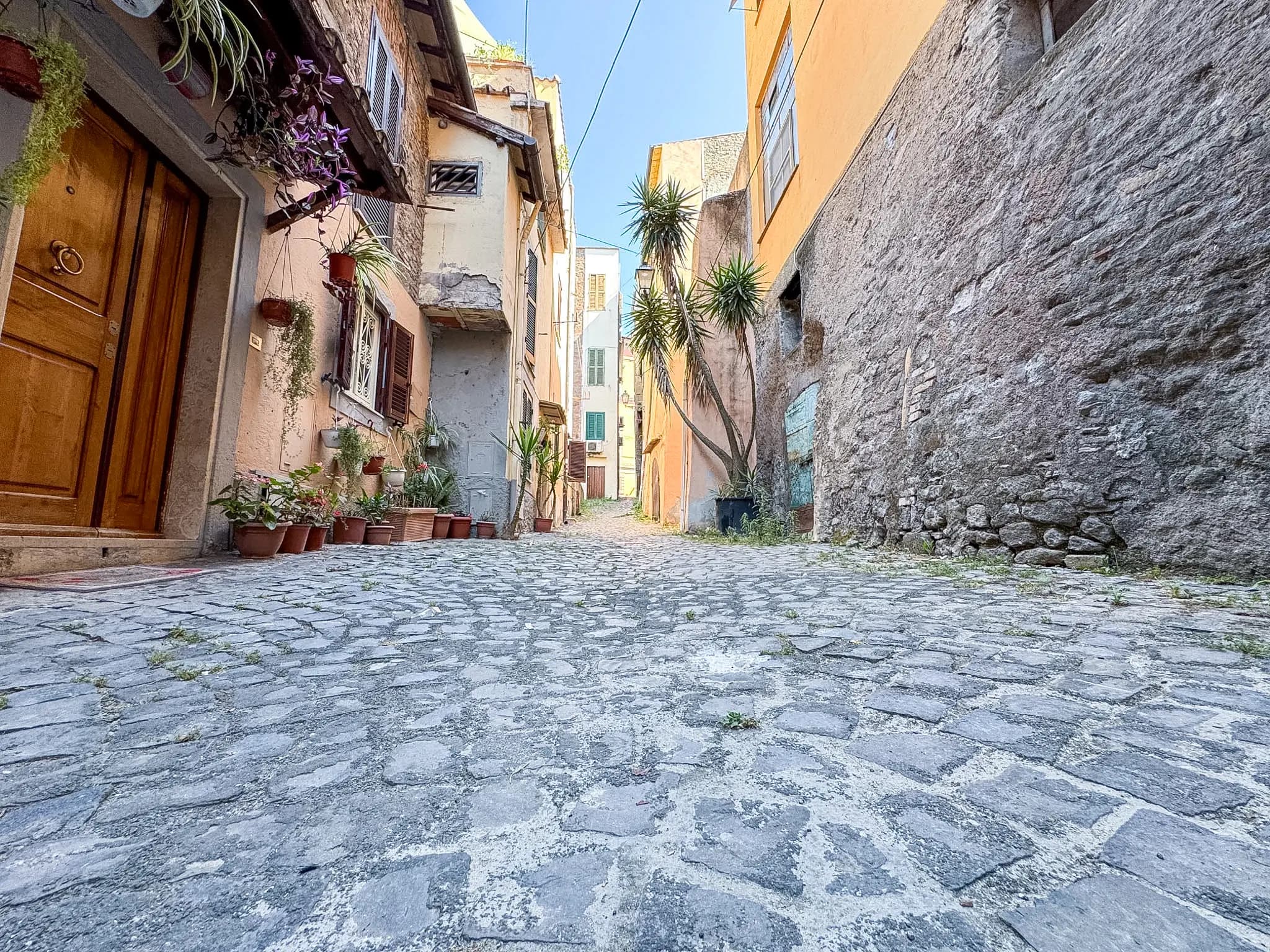 Cobbled alley in the historic center of Marino